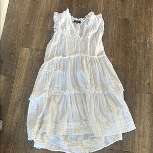 ME+EM 8 White Gauze Ruffled Neck dress swing tiered